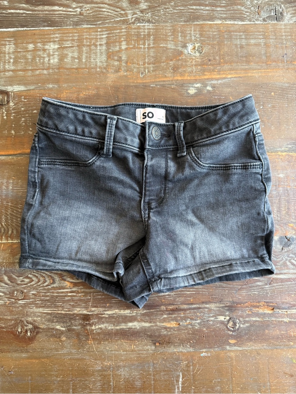 SO Washed Black Denim Jean Shorts